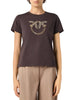 Pinko T-shirt Quentin manica corta con logo Love Birds gioiello marrone