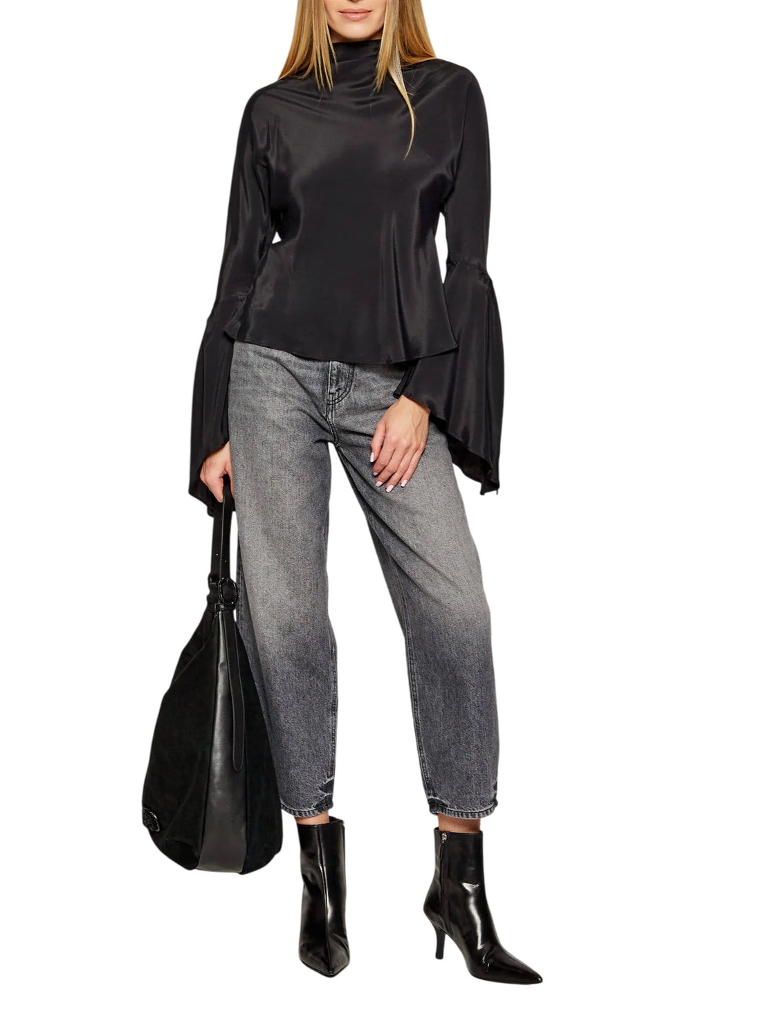 Pinko jeans ballon Estelle donna in denim lavaggio grigio