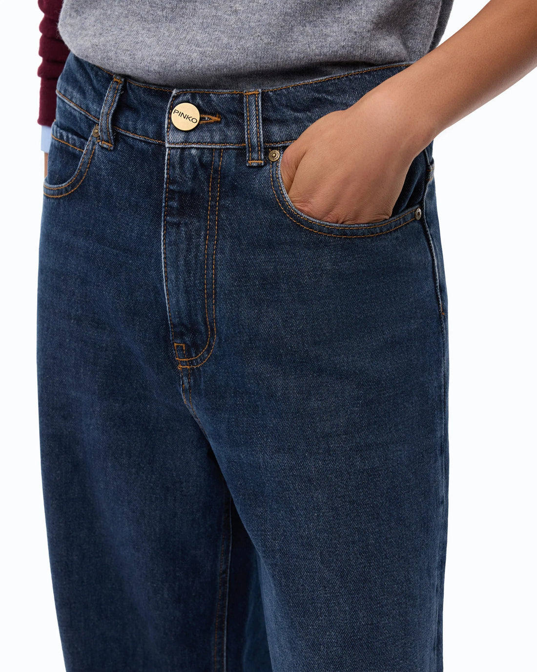 Pinko jeans donna barrel fit Estelle lavaggio medio