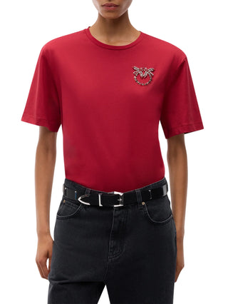Pinko T-shirt Strepitoso manica corta con logo gioiello nero 105526-A3JP R59 PINKO 