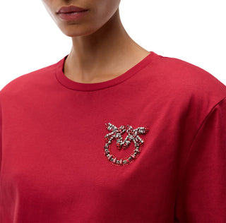 Pinko T-shirt Strepitoso manica corta con logo gioiello nero 105526-A3JP R59 PINKO 