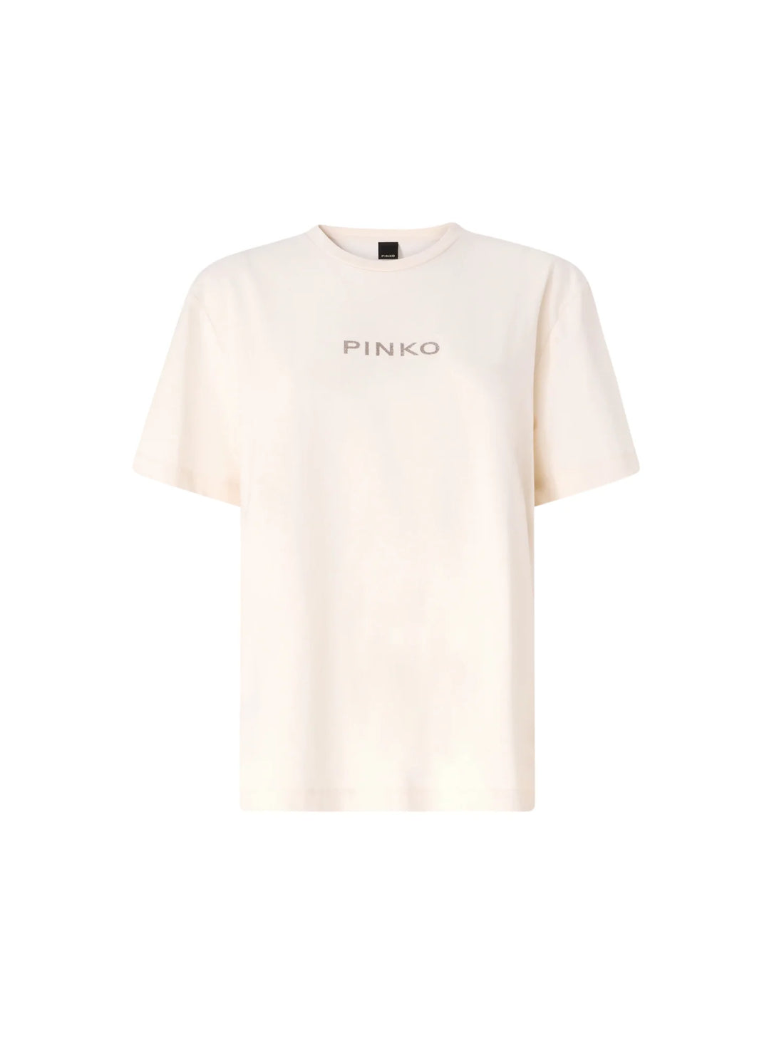 Pinko T-shirt Strepitoso manica corta con stampe strass beige