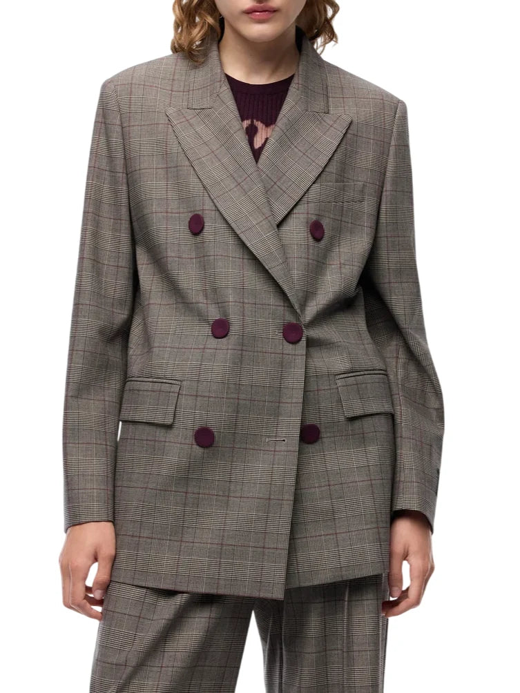 Pinko giacca doppiopetto New Guinea fantasia check grigio