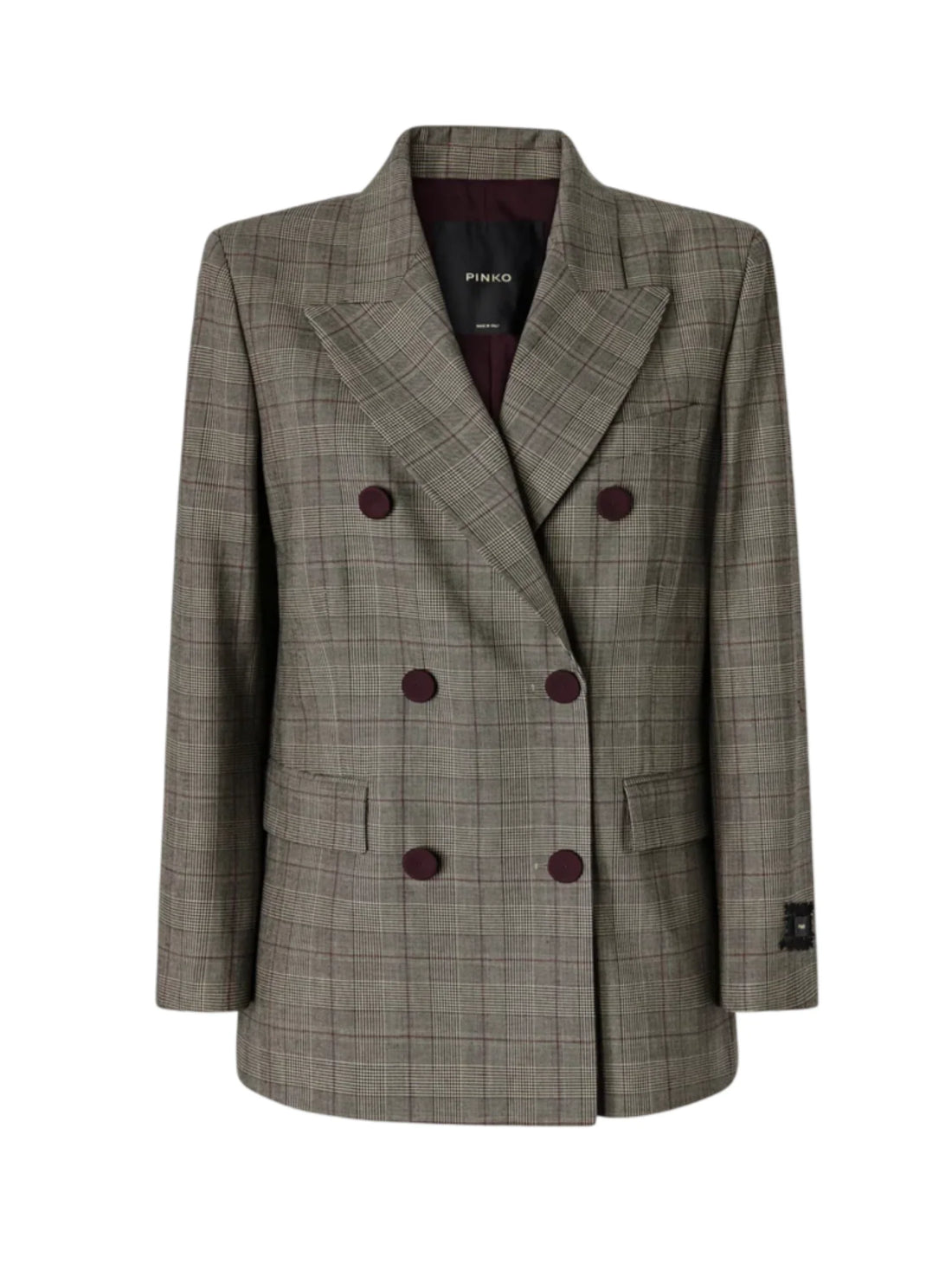 Pinko giacca doppiopetto New Guinea fantasia check grigio