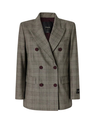 Pinko giacca doppiopetto New Guinea fantasia check grigio 105617-A3FF CYZ PINKO 