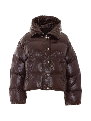 Pinko piumino donna Impasto con cappuccio marrone 105656-A3FI L72 PINKO 