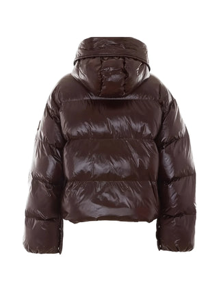 Pinko piumino donna Impasto con cappuccio marrone 105656-A3FI L72 PINKO 