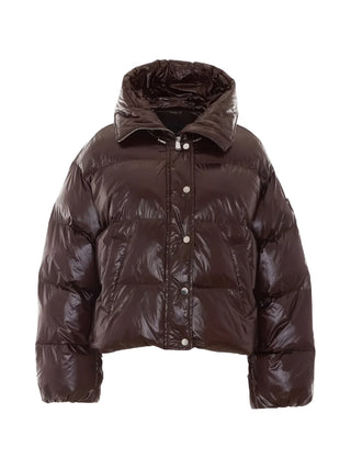 Pinko piumino donna Impasto con cappuccio marrone 105656-A3FI L72 PINKO 