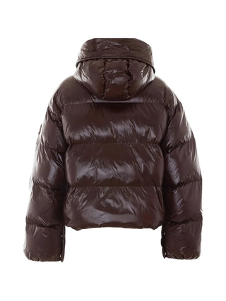 Pinko piumino donna Impasto con cappuccio marrone 105656-A3FI L72 PINKO