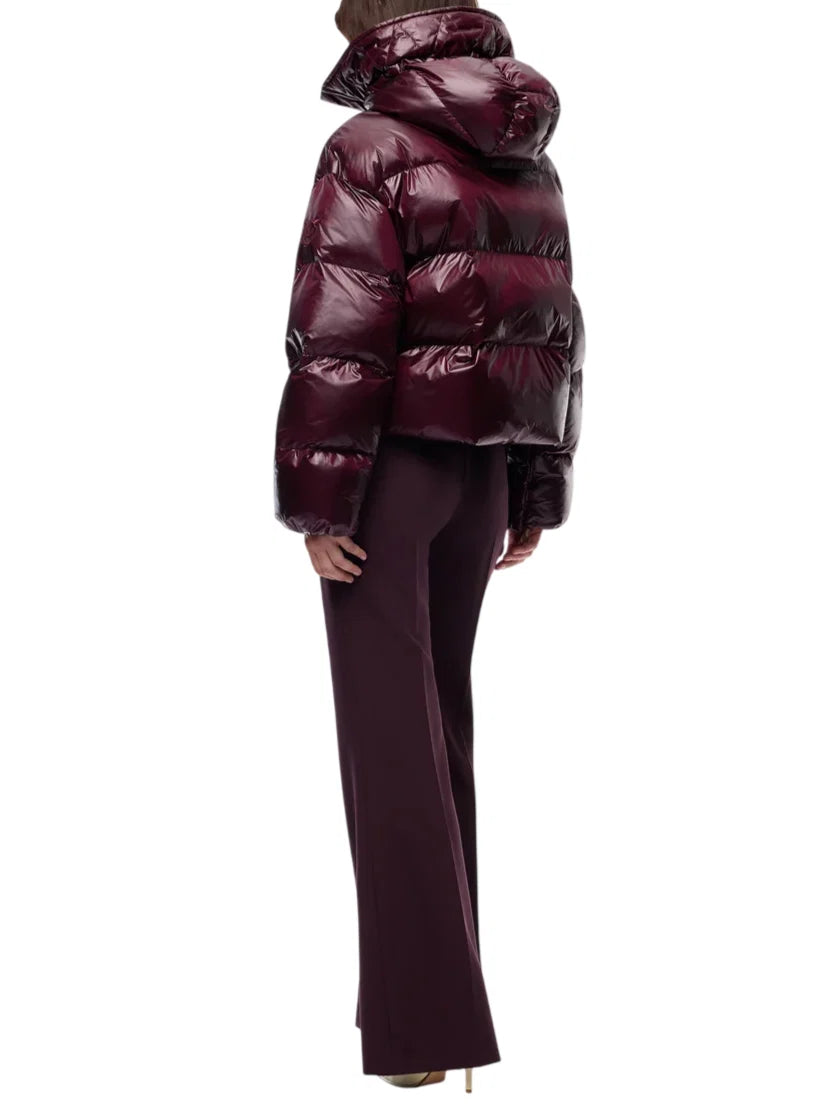 Pinko piumino donna Impasto con cappuccio borgogna