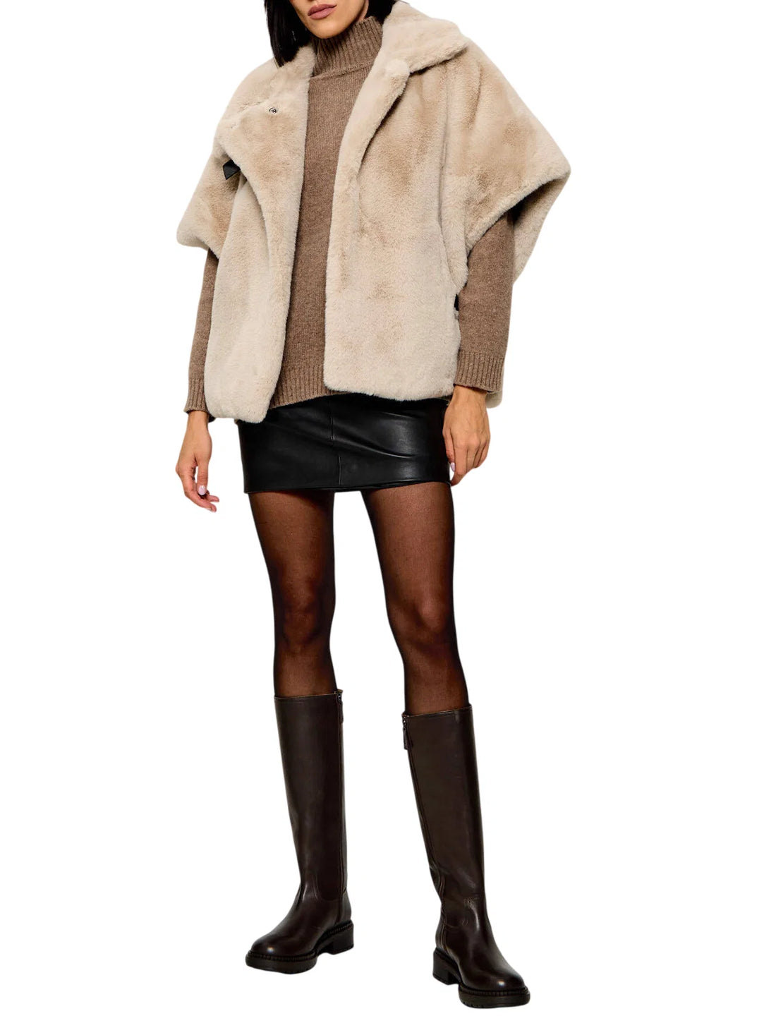 Pinko cappa in ecopelliccia New Comodino donna beige
