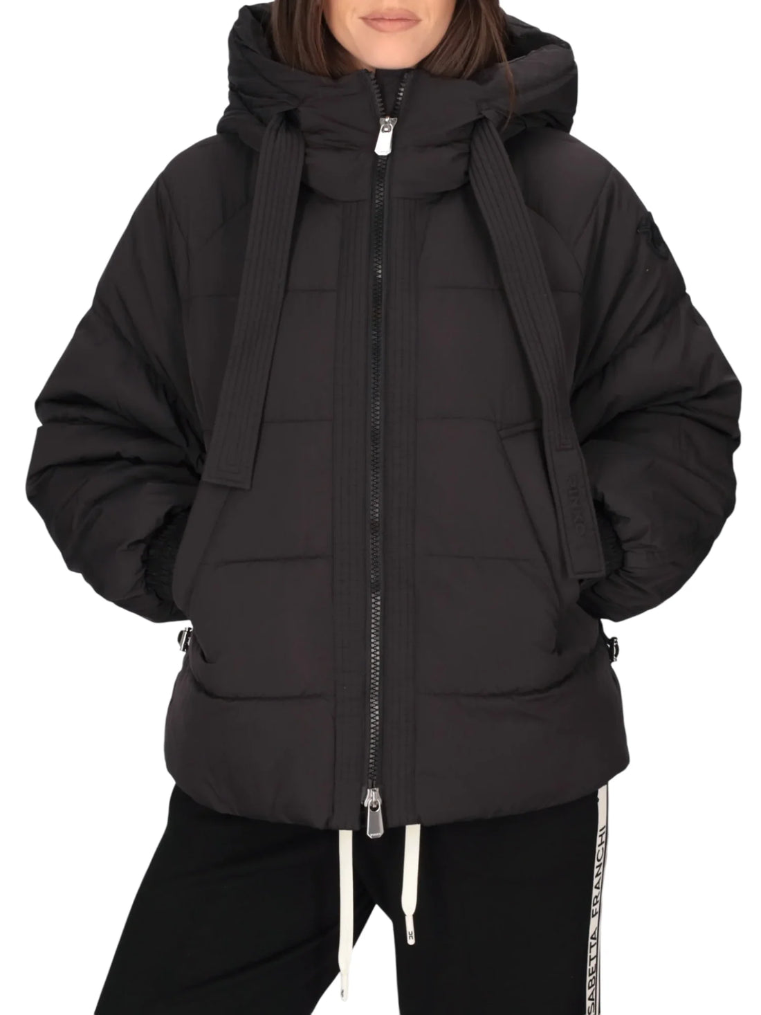 Pinko piumino donna Dicentra con cappuccio nero