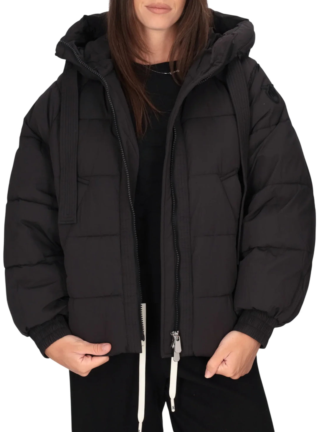 Pinko piumino donna Dicentra con cappuccio nero