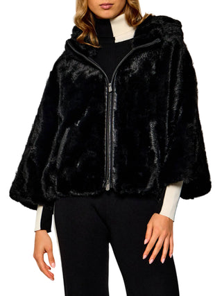 Pinko pelliccia ecologica corta Cadetia con cappuccio nero 107054-A3C5 Z99 PINKO 