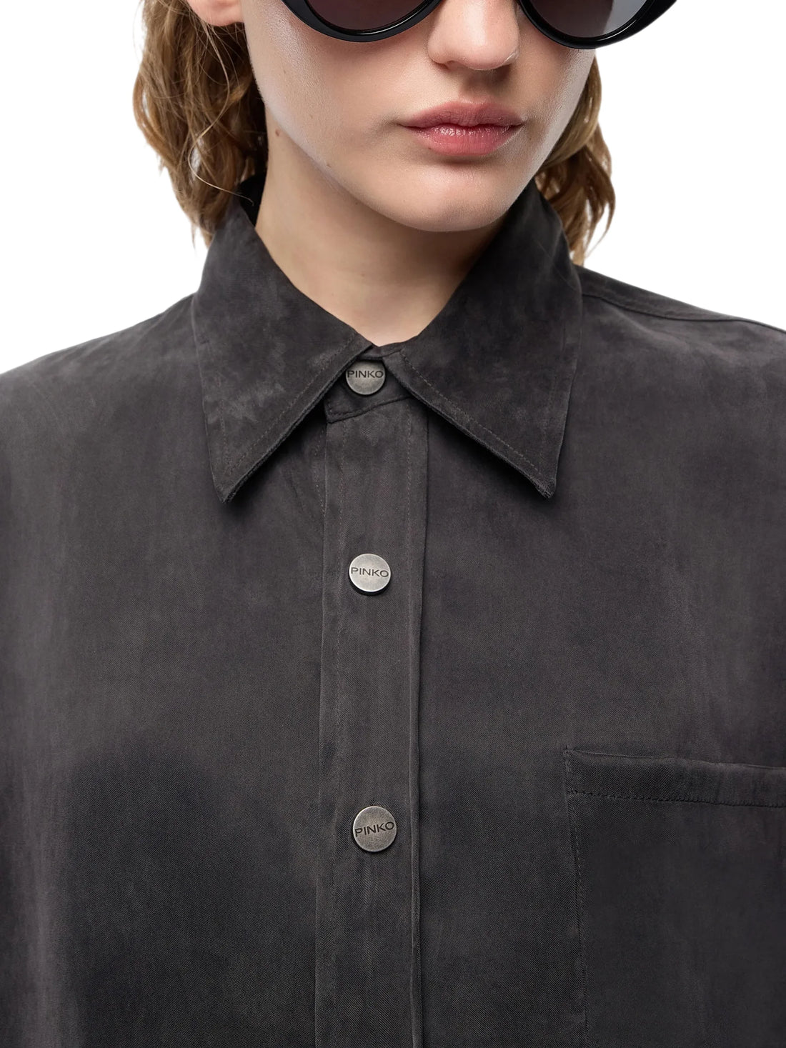 Pinko camicia Careser donna in twill mano pesca grigio