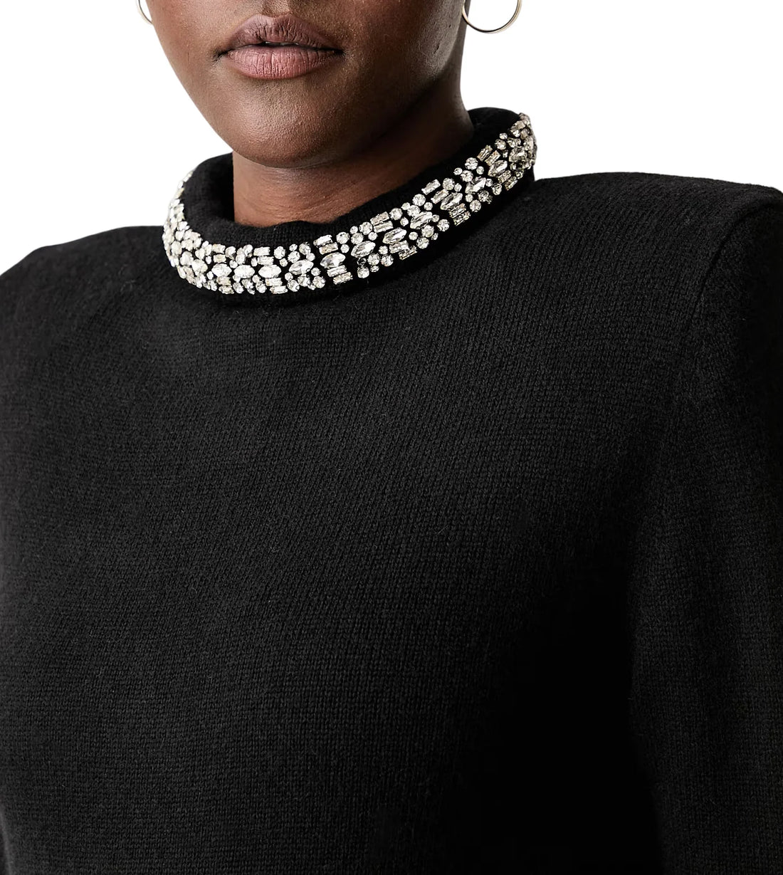 Pinko maglia Berlino misto lana e cashmere con applicazioni gioiello nero