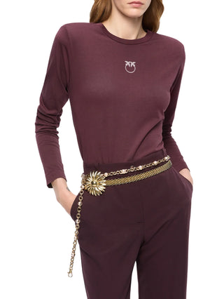 Pinko T-shirt manica lunga donna Toblino borgogna