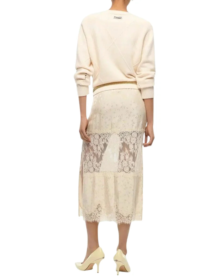 Pinko maglia Berna in lana e cashmere a rombi beige