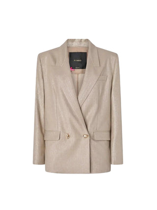 Pinko giacca blazer doppiopetto Caymanc in fresco lana laminato champagne 107421-A3G4 CH3 PINKO 