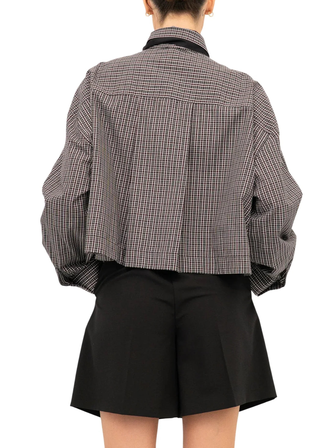 Pinko camicia donna Carlina in fantasia check con cravatta bordeaux nero
