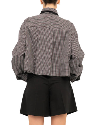 Pinko camicia donna Carlina in fantasia check con cravatta bordeaux nero 107453-A3FQ ZF6 PINKO