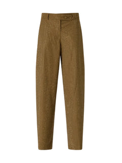 Pinko pantaloni Solopaca barrel fit donna con strass verde oliva