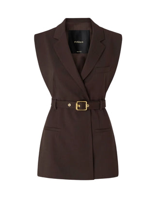 Pinko gilet donna Nuraqus con cintura marrone 107727-A3MS M04 PINKO 