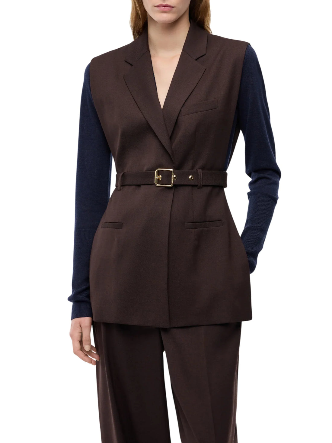 Pinko gilet donna Nuraqus con cintura marrone