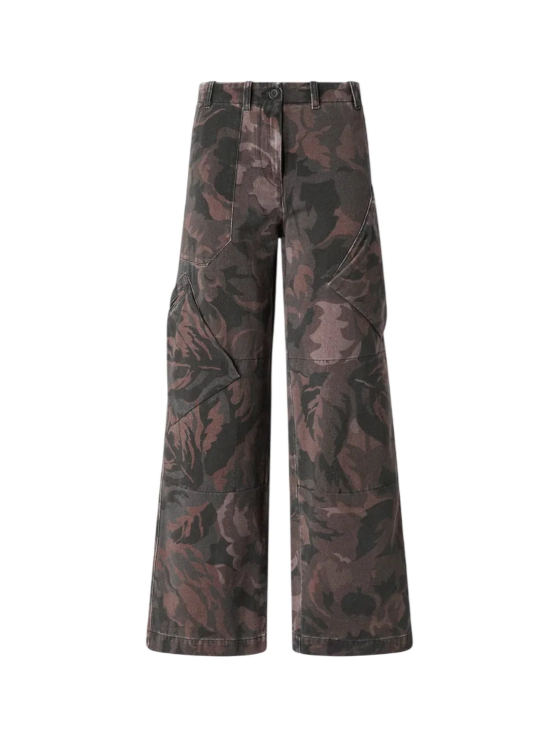Pinko pantaloni in denim Haiku wide leg camouflage verde