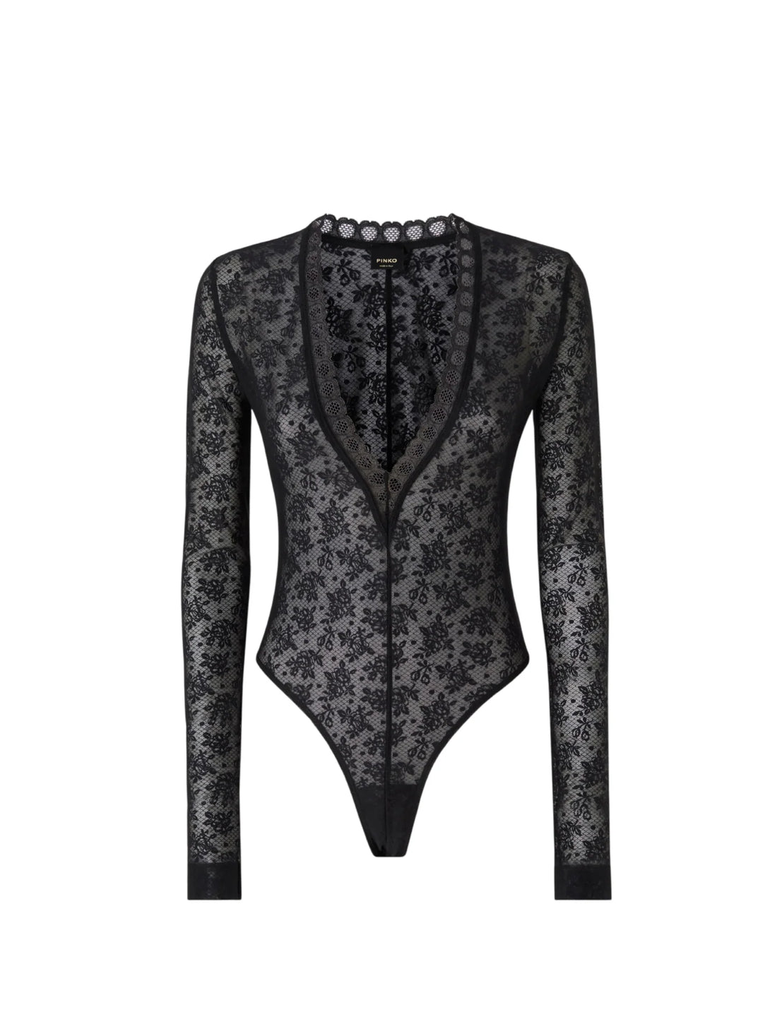 Pinko body donna Lambrusco in pizzo floreale nero