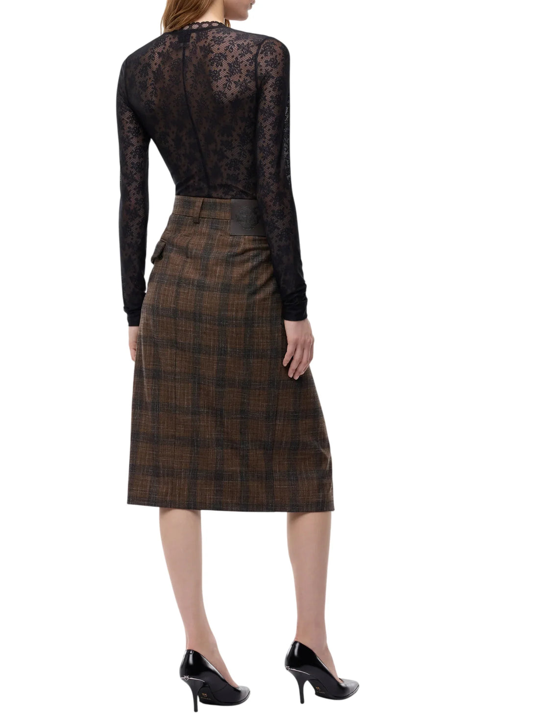 Pinko body donna Lambrusco in pizzo floreale nero