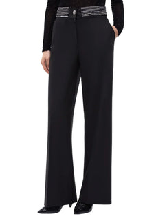 Pinko pantaloni palazzo Mercedes con applicazioni gioiello nero