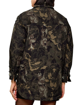 Pinko giubbino imbottito Barengo camouflage con applicazioni gioiello verde nero 107916-A3LY SD3 PINKO 
