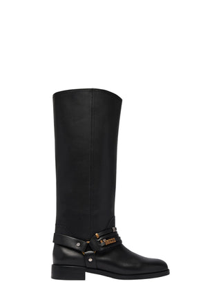 Pinko stivali donna in pelle Cheval con charms nero SD0583P001 Z99 PINKO 