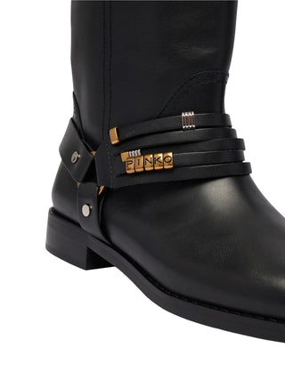 Pinko stivali donna in pelle Cheval con charms nero SD0583P001 Z99 PINKO