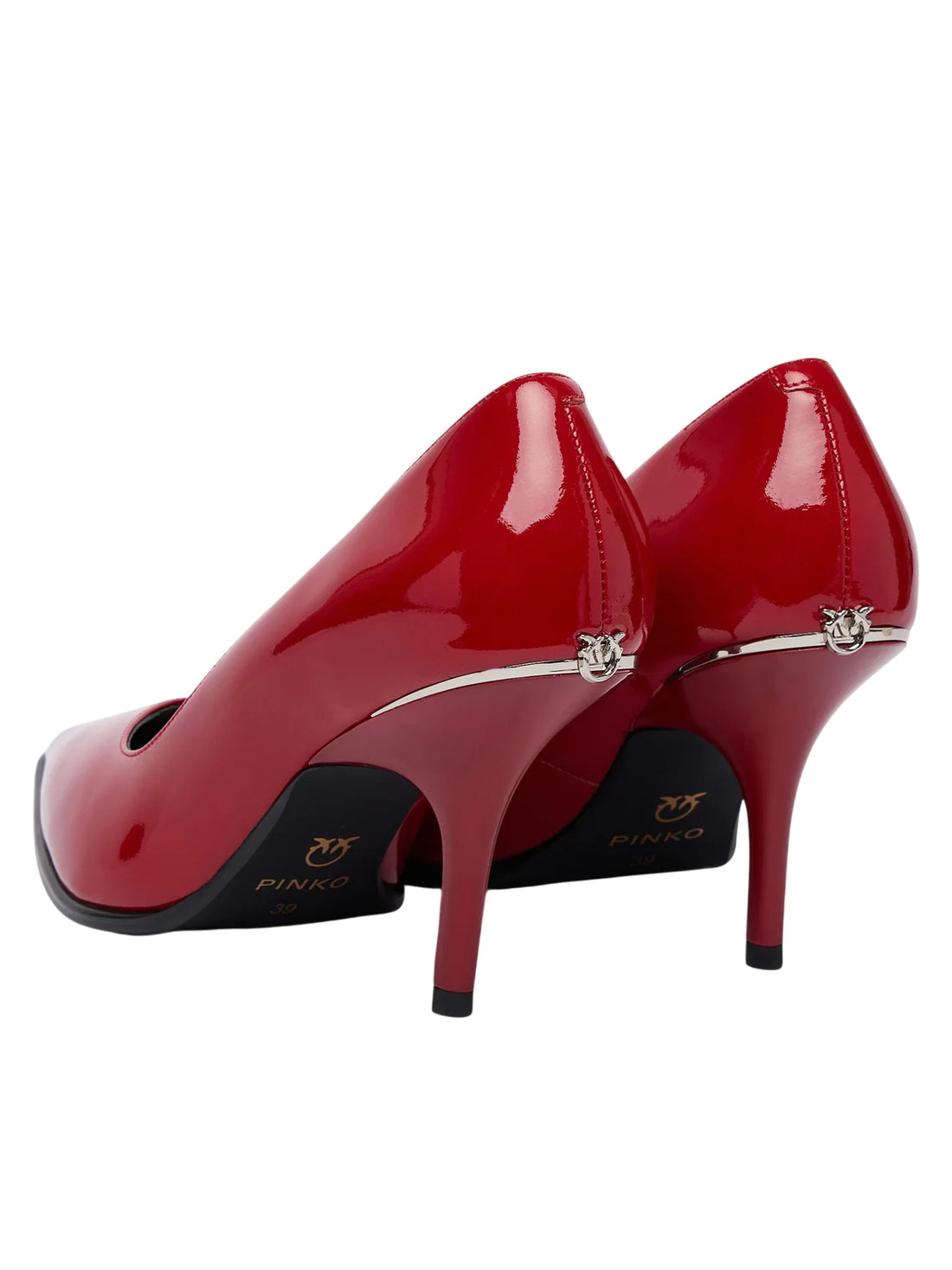 Pinko decollete donna in pelle effetto vernice rosso
