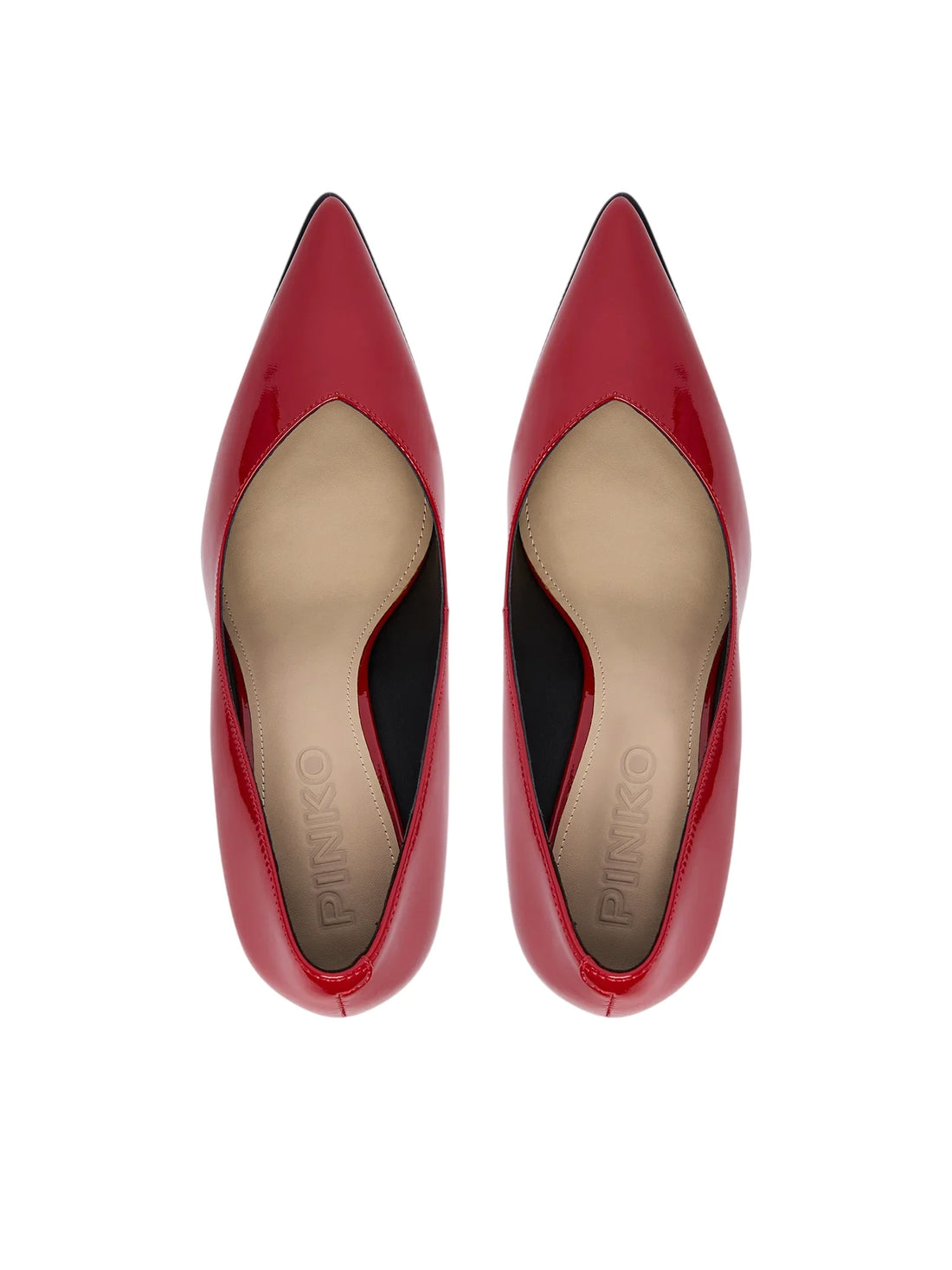 Pinko decollete donna in pelle effetto vernice rosso