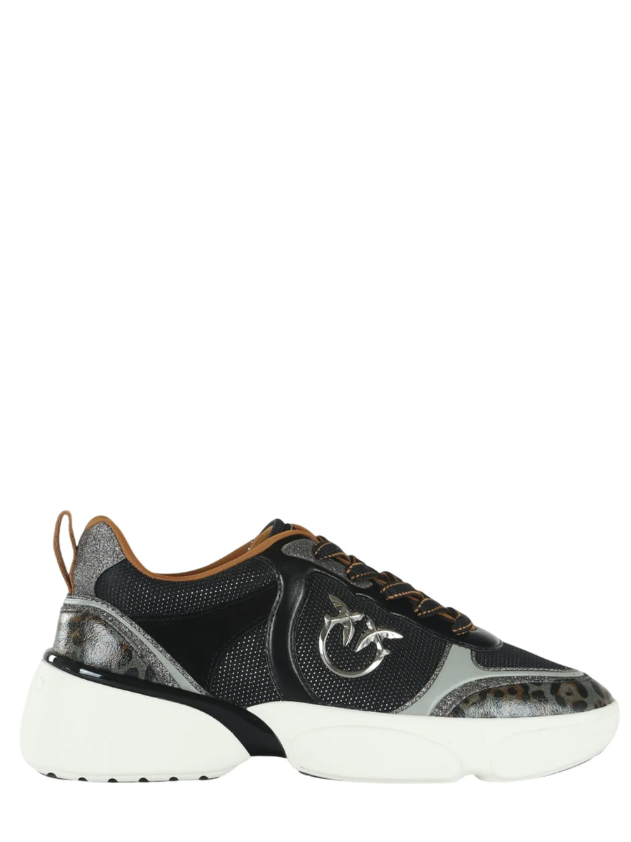 Pinko sneakers donna Alba in tessuto e pelle glitter nero SS0211P181 Z99 PINKO 