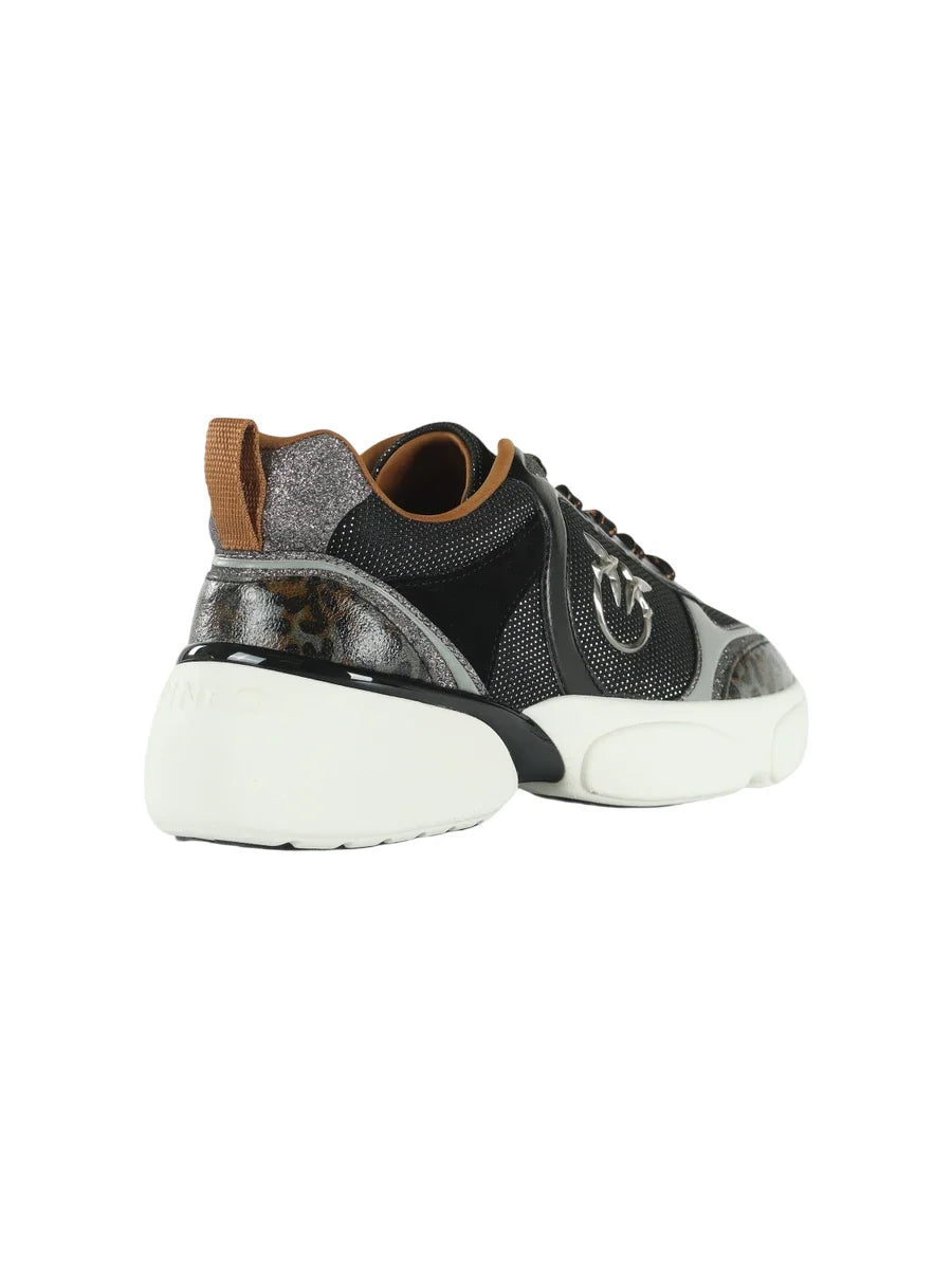 Pinko sneakers donna Alba in tessuto e pelle glitter nero