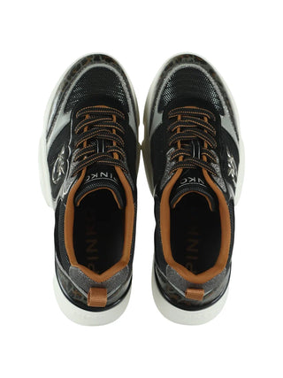 Pinko sneakers donna Alba in tessuto e pelle glitter nero SS0211P181 Z99 PINKO