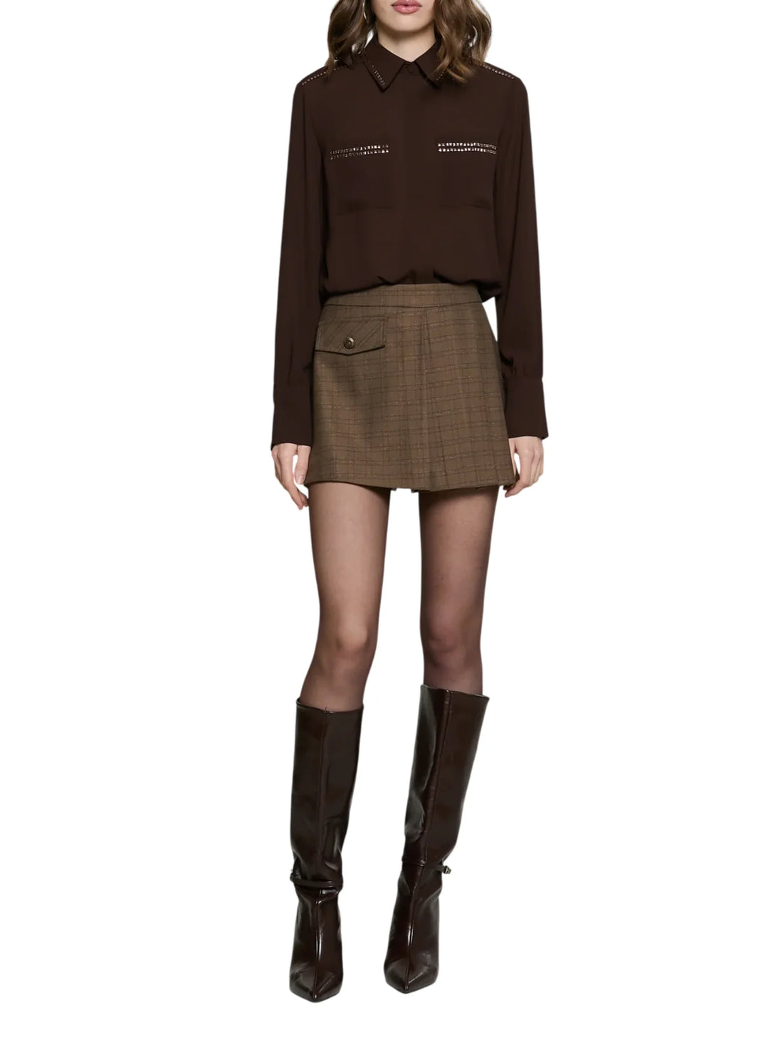 Relish shorts donna Acciai in fantasia check marrone