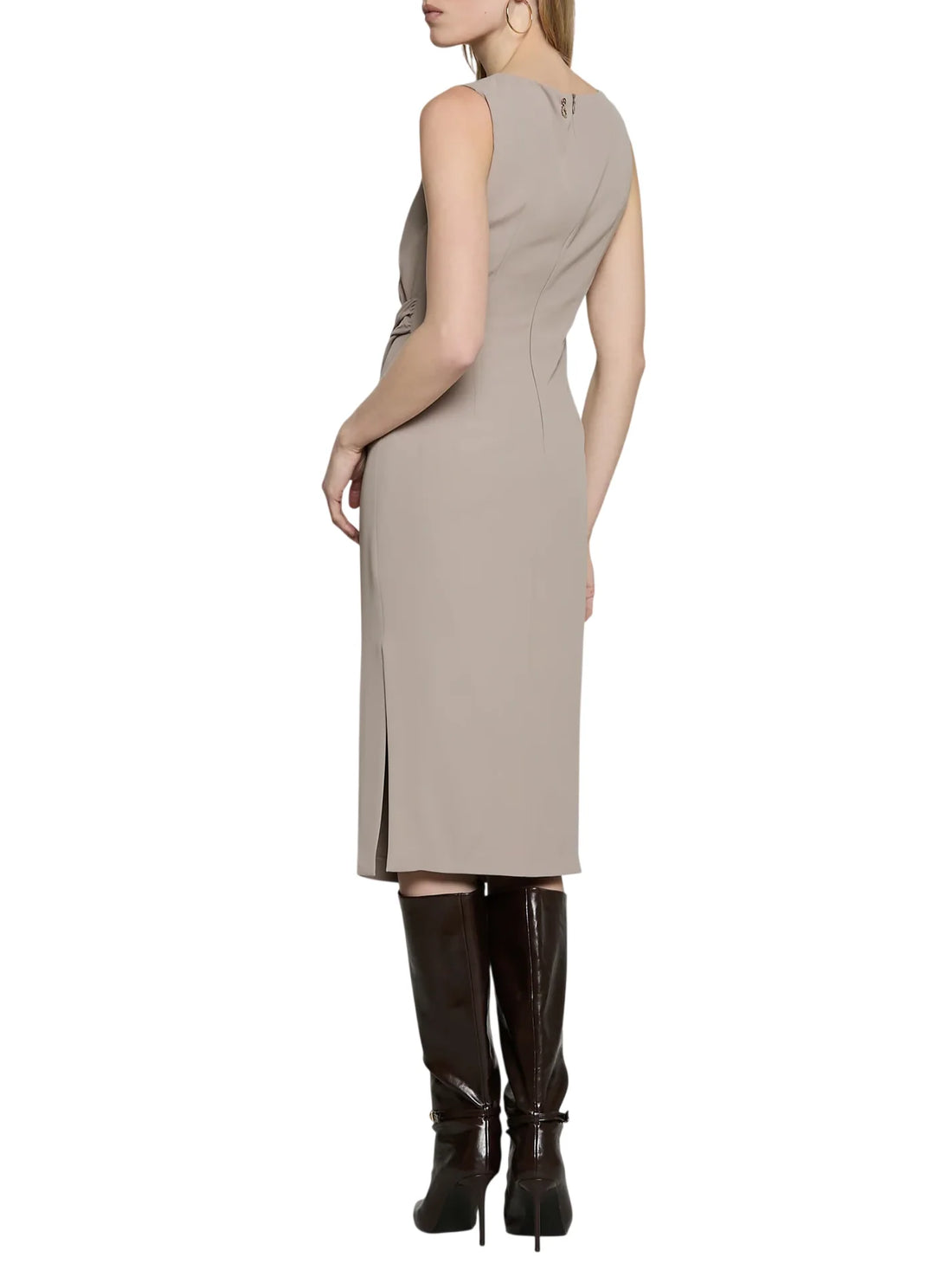 Relish abito midi smanicato Alaina in tessuto crepe tortora