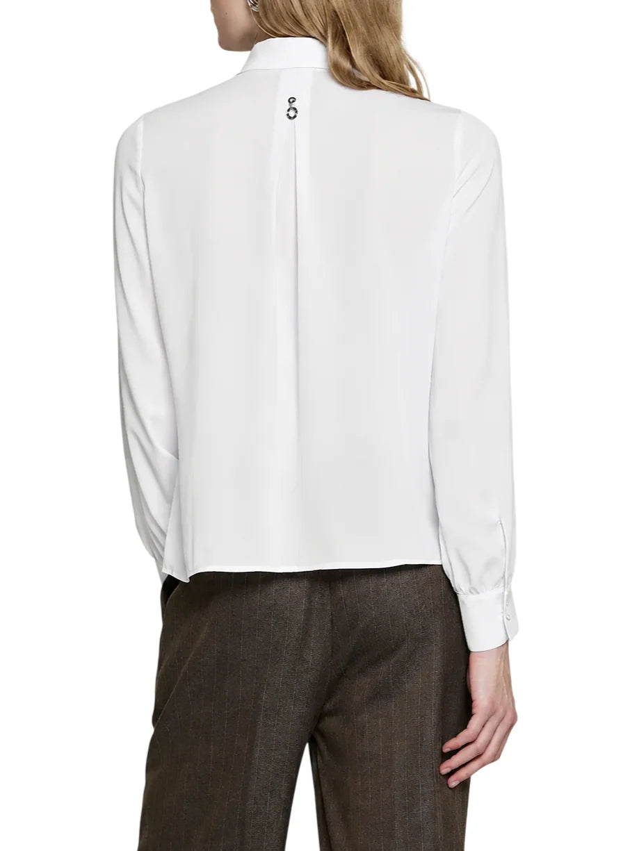 Relish camicia donna Barela con dettaglio plissè bianco latte