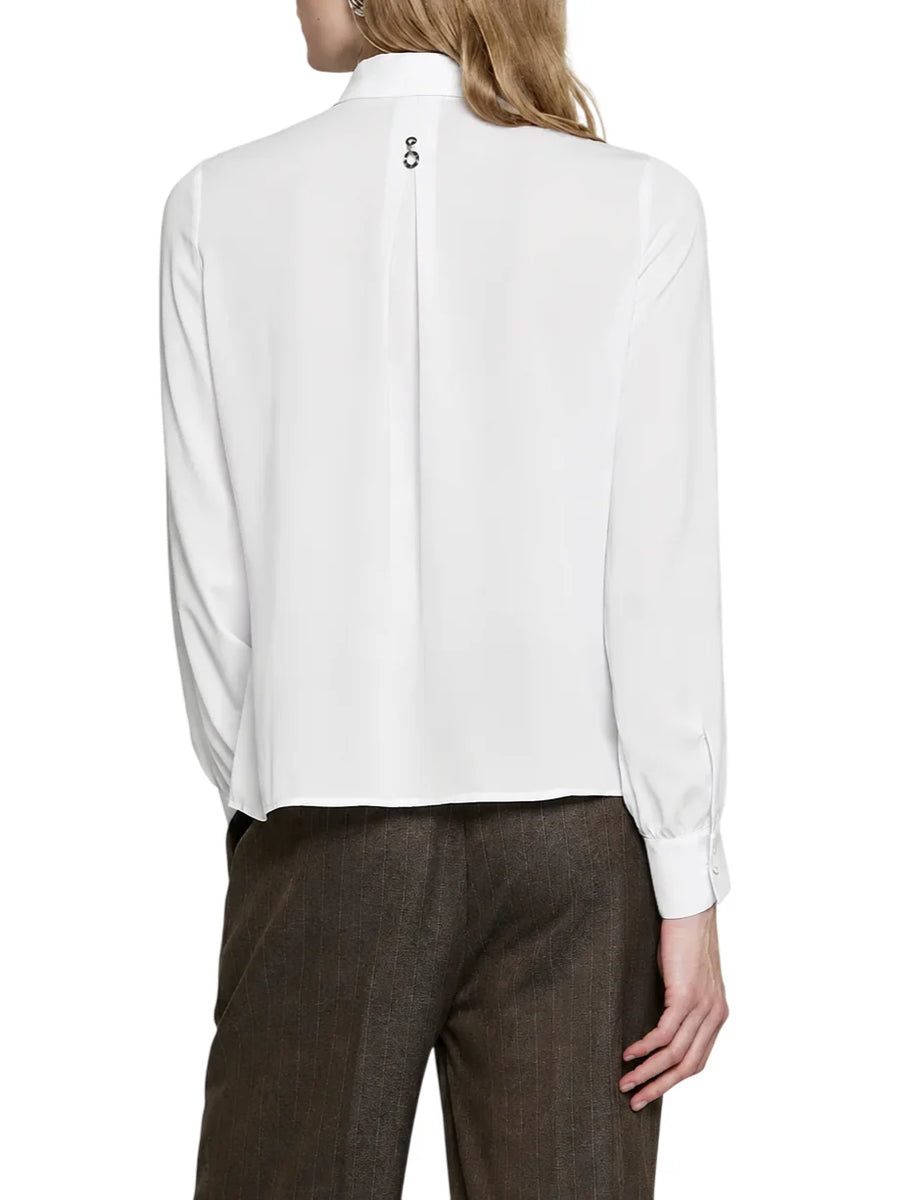 Relish camicia donna Barela con dettaglio plissè bianco latte
