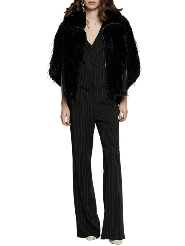 Relish pantaloni palazzo gessati donna Benetti nero