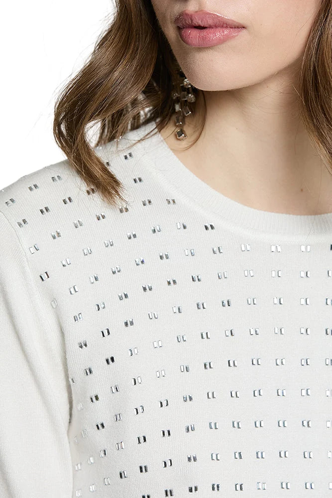 Relish maglia donna Brooki con applicazioni gioiello avorio