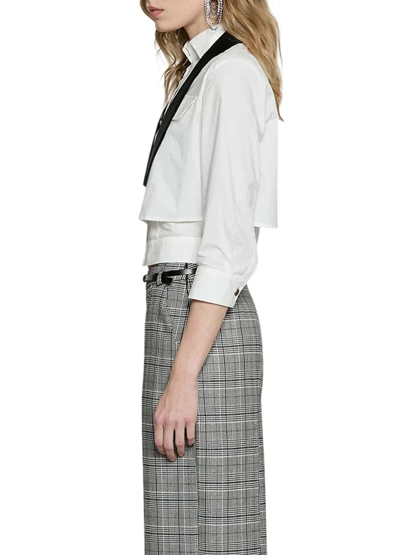 Relish camicia crop Corvina con top in cotone bianco