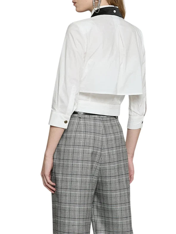 Relish camicia crop Corvina con top in cotone bianco