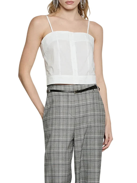 Relish camicia crop Corvina con top in cotone bianco