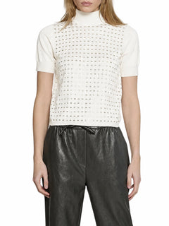 Relish maglia manica corta con applicazioni gioiello bianco latte
